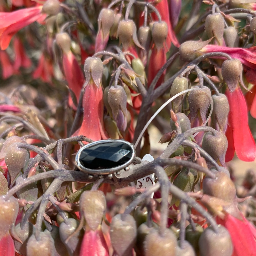 Sterling silver and black onyx ring